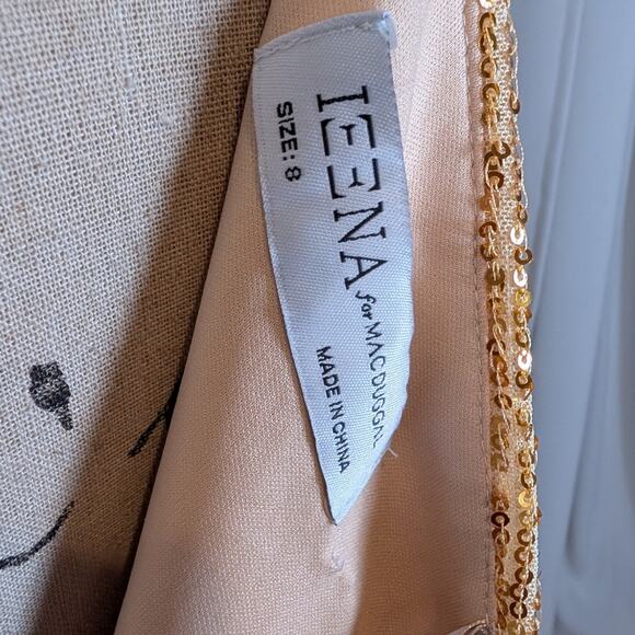 IEENA for Mac Duggal Gold Sequin One Shoulder Ruched Mini Dress Size 8 - Picture 5 of 16